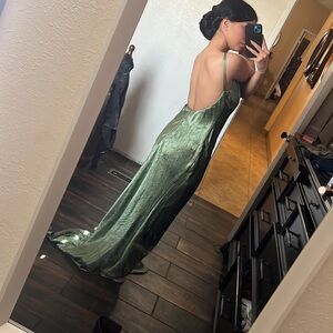 Green Sleeveless Backless Gown for Prom